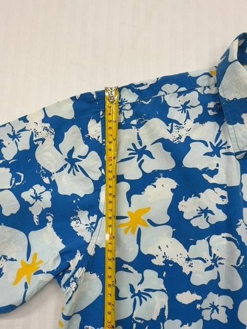 SADS Men's Blue Hawaiian Hibiscus Shirt XL Cotton Short Sleeve
