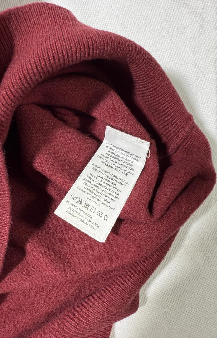 Men Gant 100% Lambswool Half Zip Sweater Burgundy Men's Size 2Xl