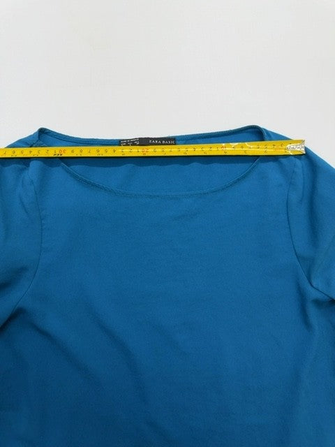 Zara Basic Women's Teal Puff Sleeve Blouse Size S