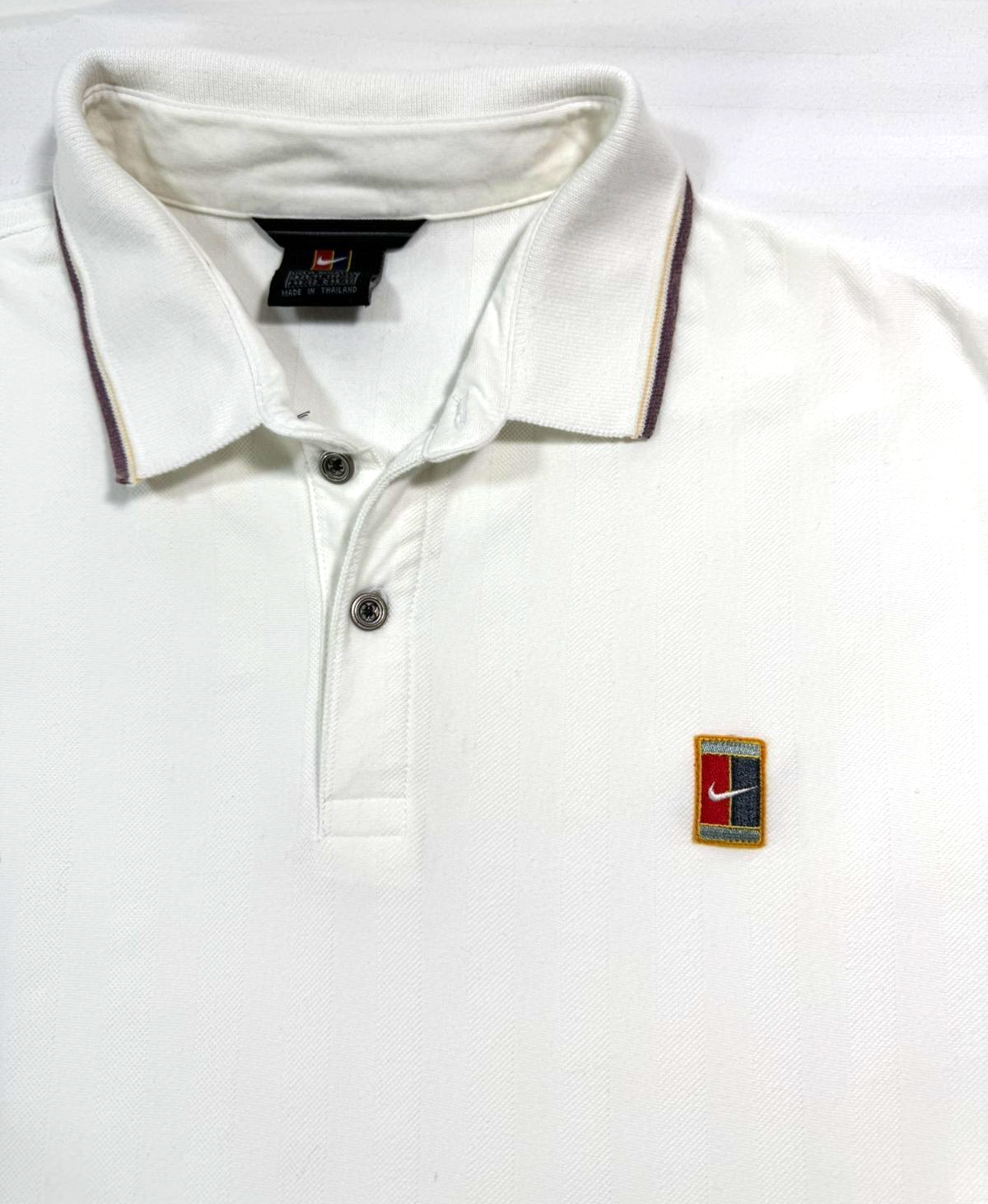 Vintage Nike Tennis Polo Shirt In White Cotton - M
