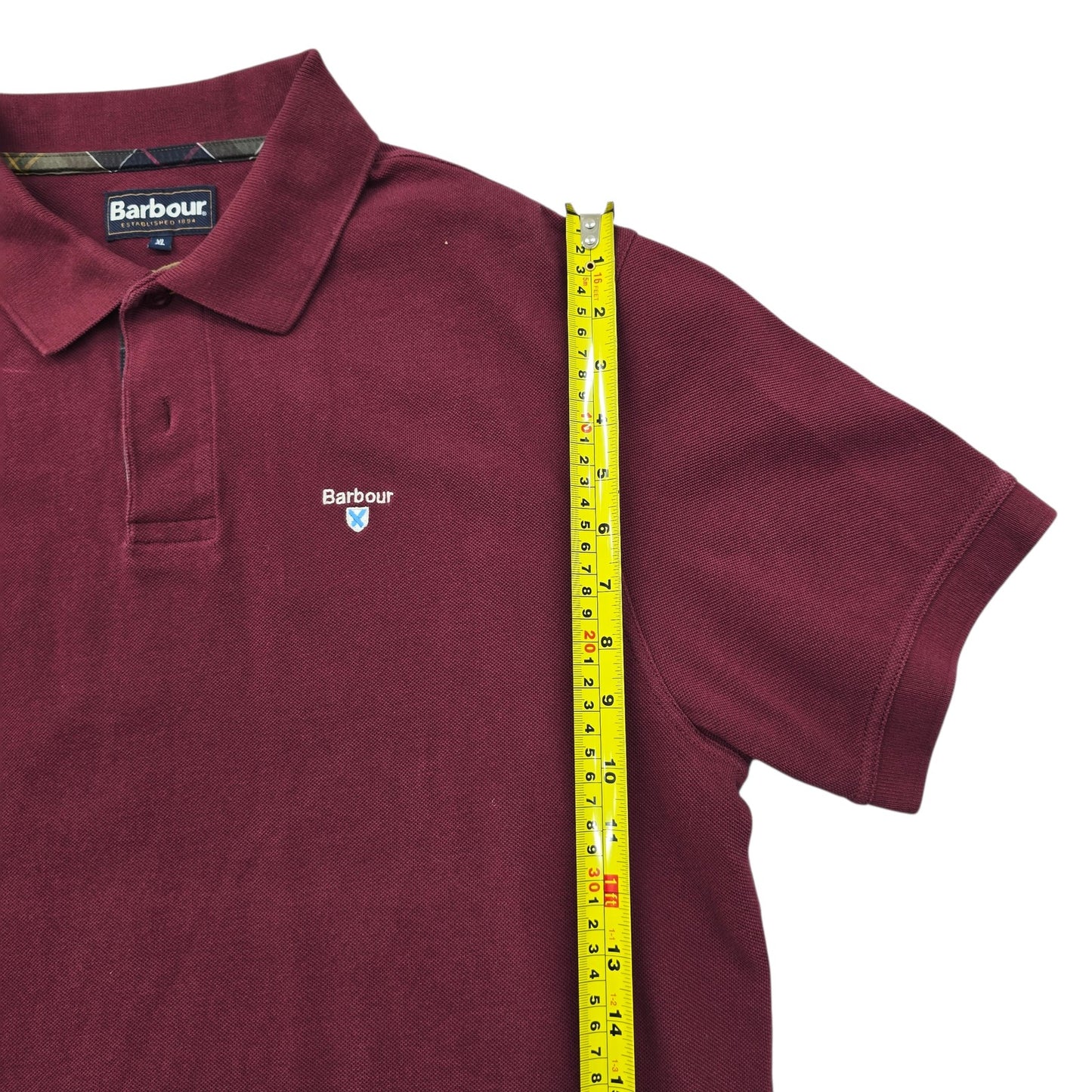 Barbour Men's Burgundy Logo Polo Shirt Size XL