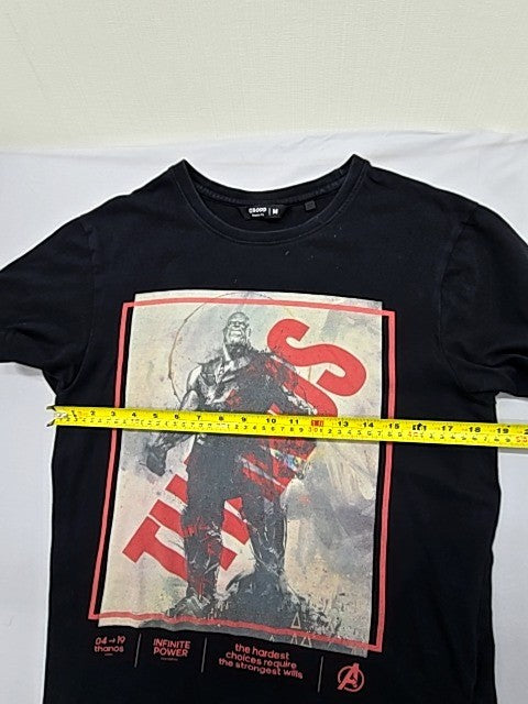 Cropp Men's Black Thanos Marvel T-Shirt Size M Cotton Regular Fit