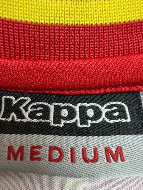 Kappa Men's Red Yellow Striped Football Jersey V-Neck Size M