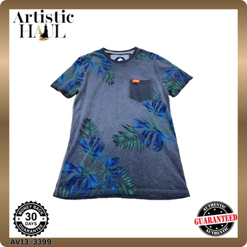Superdry Men's Grey Marl Surf T-Shirt Size M Pacific Surf Leaf Pocket