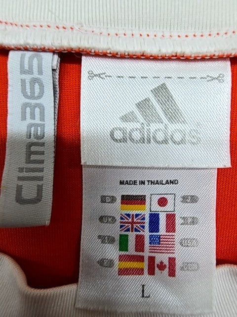 Adidas Men's Red Soccer Jersey L Climalite Short Sleeve Stripes