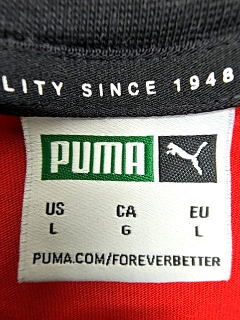 Puma Men's Red Color Block Short Sleeve Crew Neck Tee L