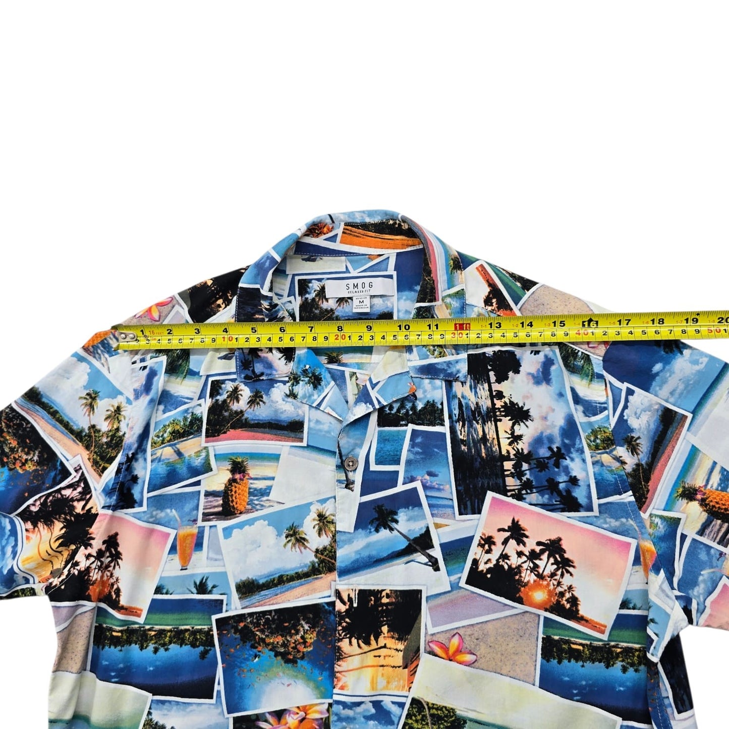 Smog Men's Multicolor Short Sleeve Camp Collar Shirt Size M