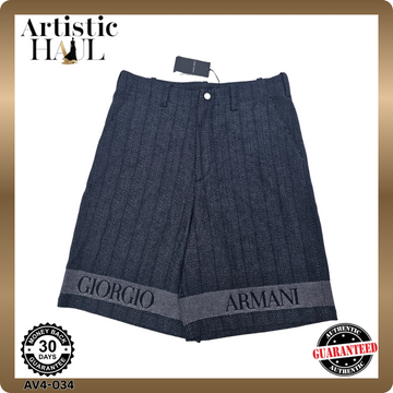 Giorgio Armani Cotton Bermuda Logo Shorts In Jacquard Navy 50 BNWT