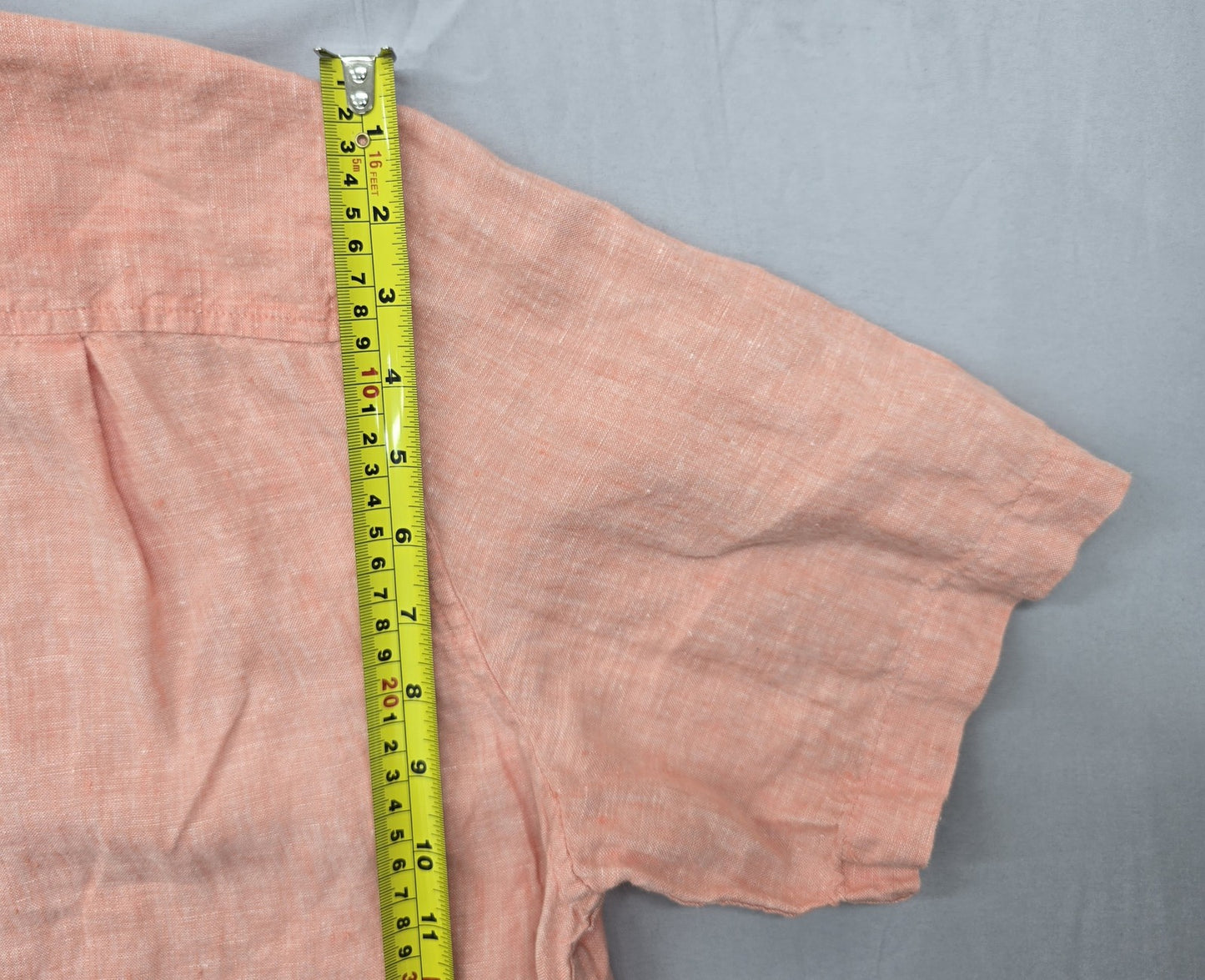 L.L.Bean Men's Peach Linen Short Sleeve Button-Down Shirt Size L