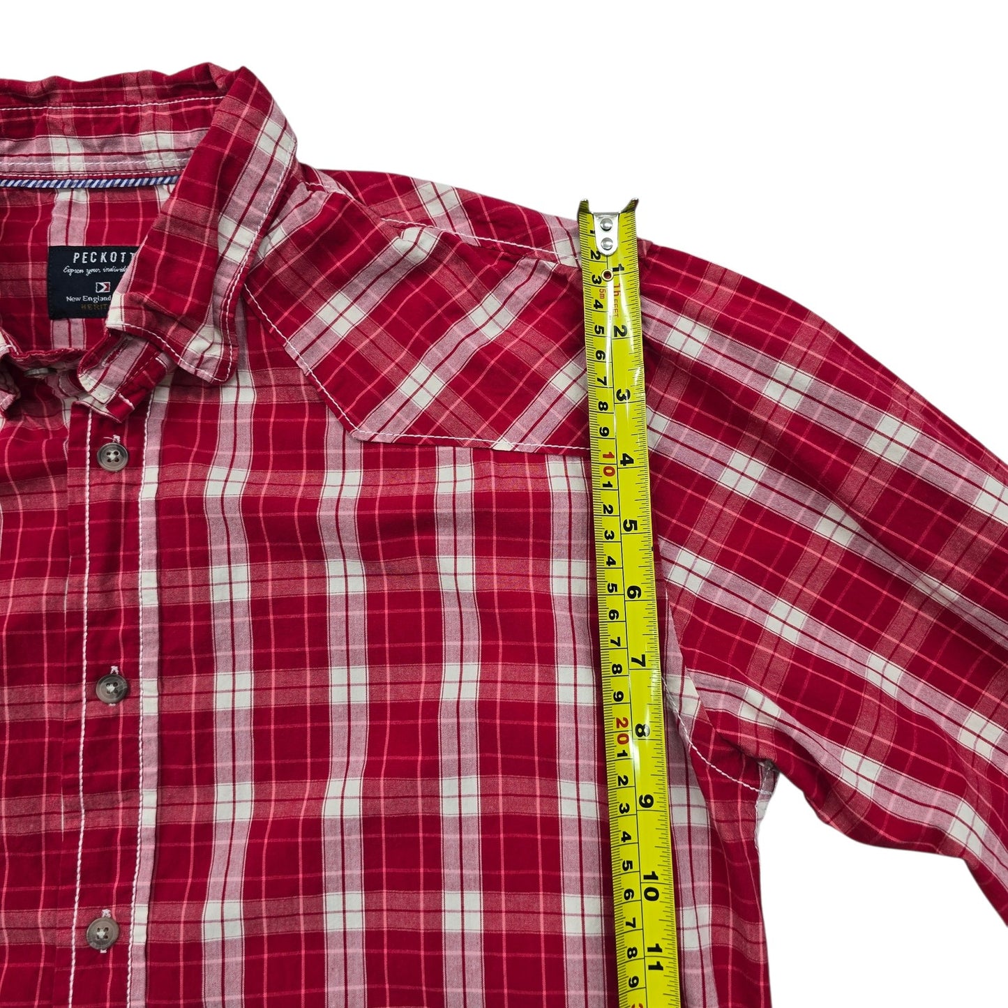 Peckott Heritage Plaid Long Sleeve Button-Up Shirt M Red/White