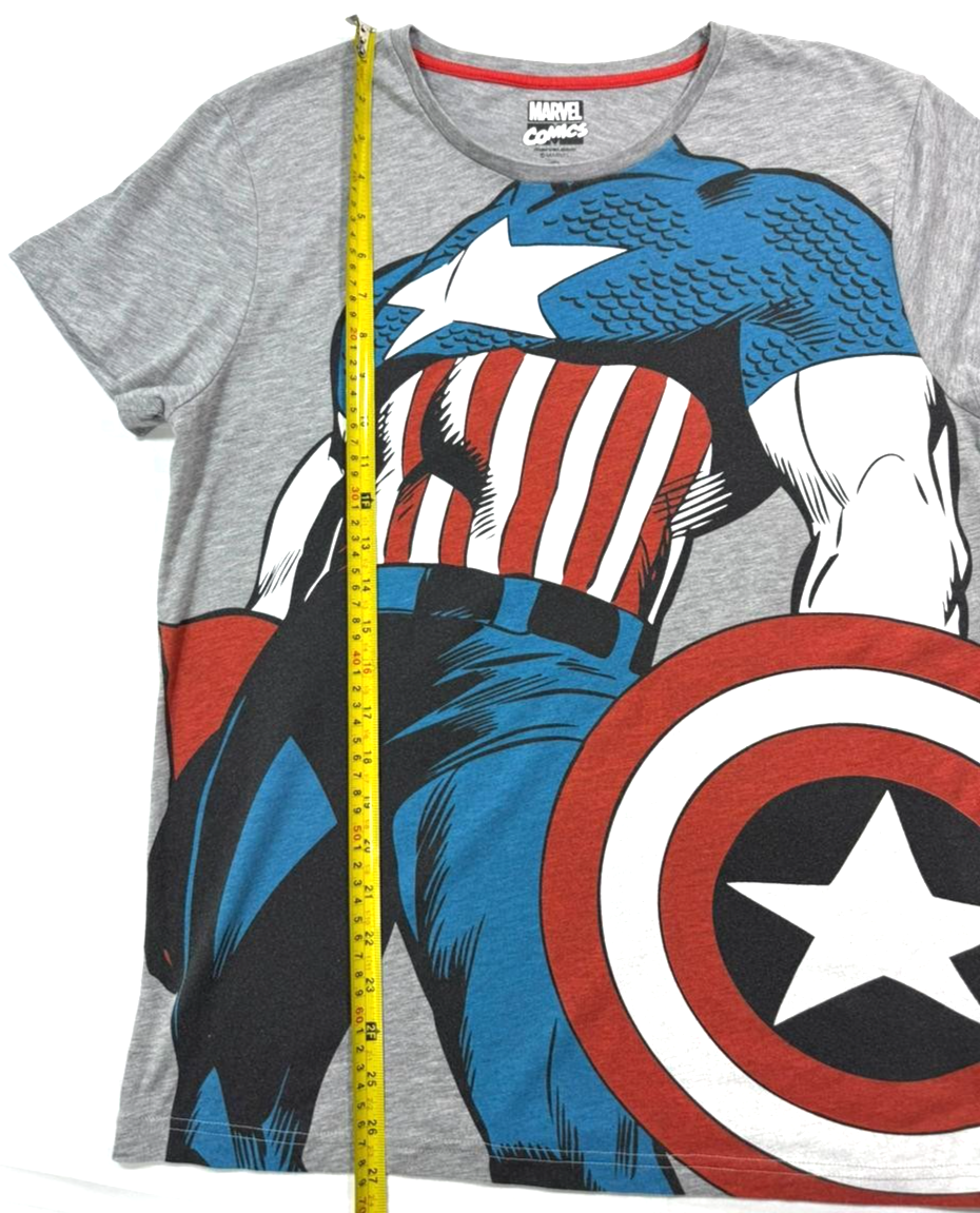 Grey Cotton Marvel Comics Captain America Graphic T-Shirt - Size L