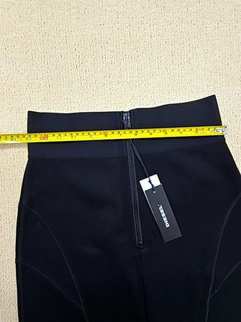 Diesel Black High-Waisted Mini Skirt M Zipper Polyamide Elastane
