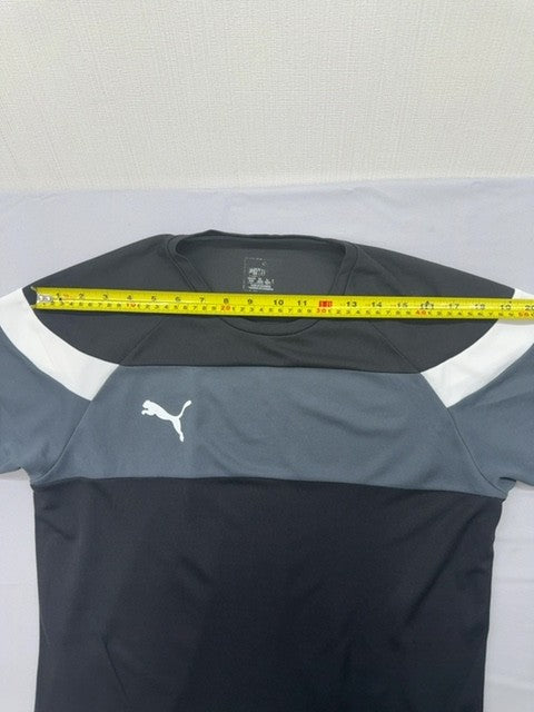 Puma Men's M Black Gray White Color Block Training Short Sleeve Shirt