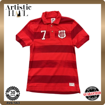 Nike Men's Red White Striped Polo Shirt Small Cotton