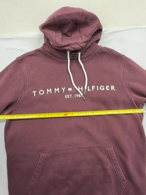 Tommy Hilfiger Men's Burgundy Organic Cotton Hoodie M Relaxed Fit