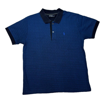 MEN Polo Ralph Lauren Blue Pattern Short Sleeve Polo Shirt M