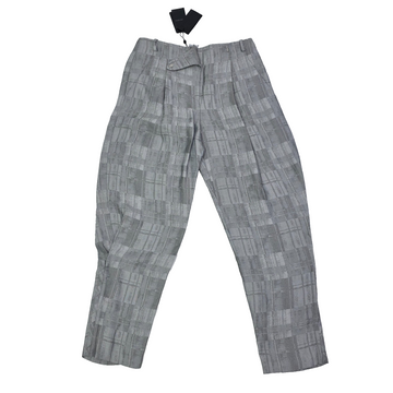 Giorgio Armani Check Motif Concealed Trousers Grey Wide Pleats Pants 42 BNWT