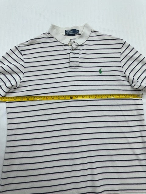 Polo Ralph Lauren Men's White Navy Striped Polo Classic Fit