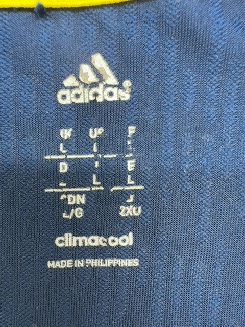 Adidas Climacool Colorblock Polo Shirt L Navy Blue Yellow Trim