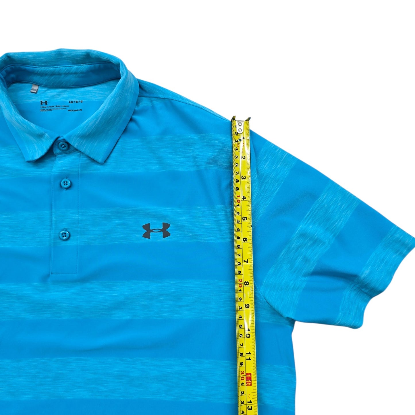 Under Armour HeatGear Men’s Blue Striped Golf Polo Shirt LG/G