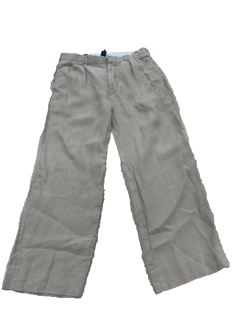 Polo Ralph Lauren Men's Beige Pleated Linen Pants Straight Leg Reg