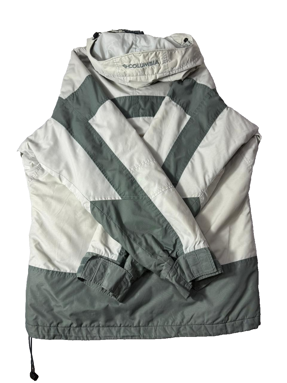 Columbia Men's Small Hooded Winter Jacket Off-White Grey Outdoor Coat