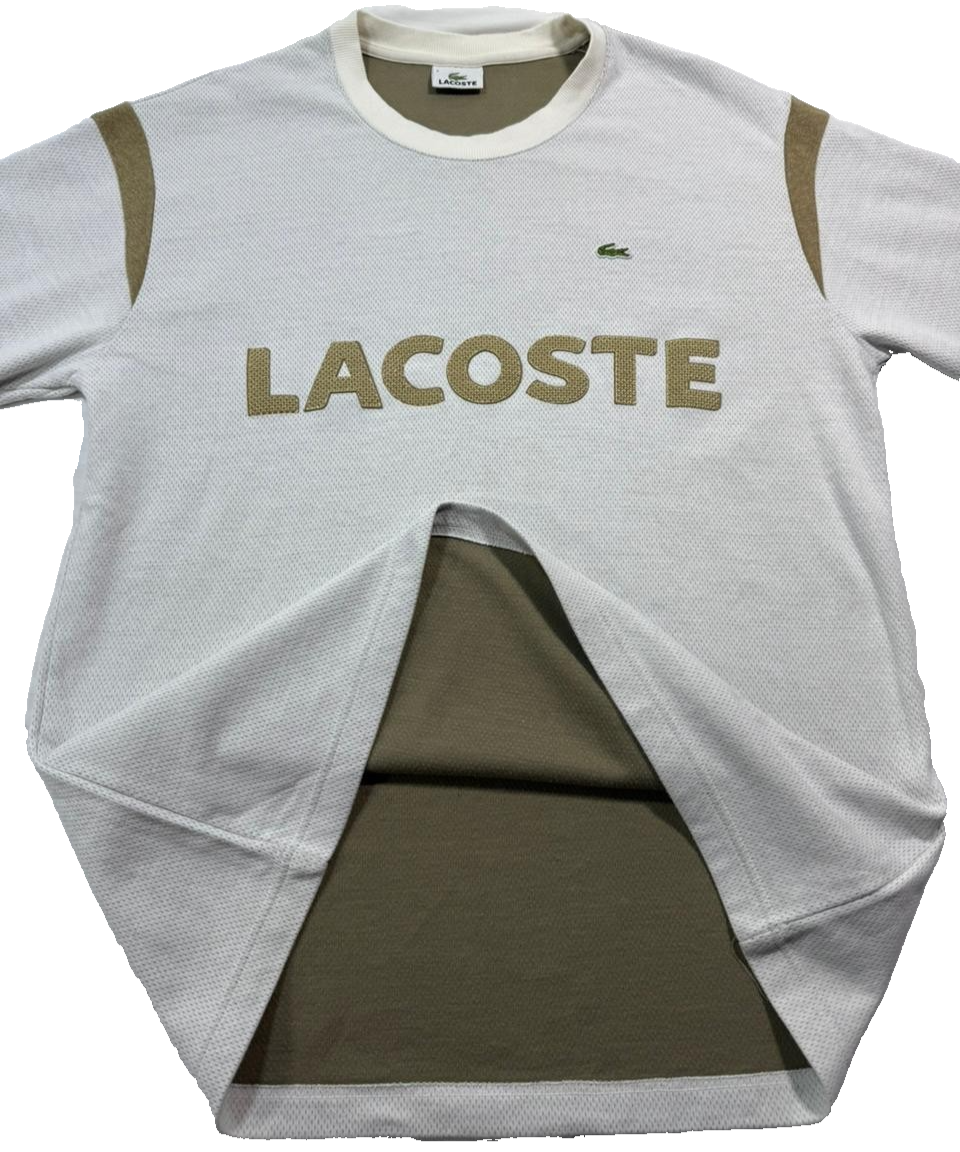 Lacoste Logo Embroidered T-Shirt Sweatshirt Cotton Blend Size 5 [ Unisex]
