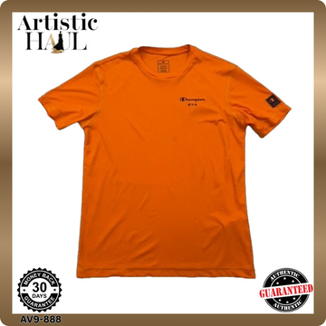 Champion Men's Orange Short Sleeve T-Shirt M 100% Polyester Crewneck