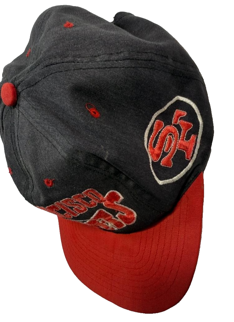 San Francisco 49Ers Men's Black Red Snapback Hat Embroidered Logo Nfl Adjustable