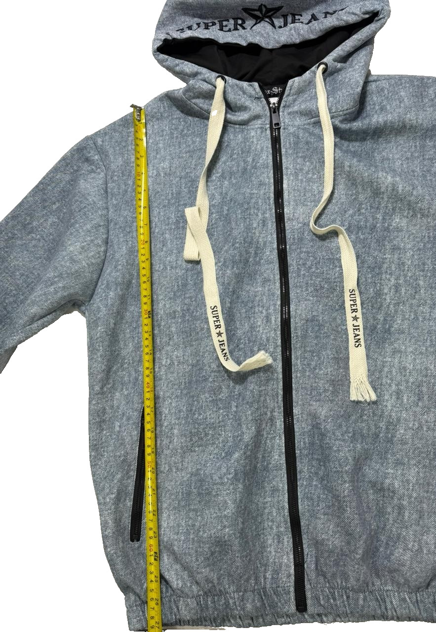 Super Jeans Flex-Style Grey Zip Up Hoodie Jacket Men's Casual XXL