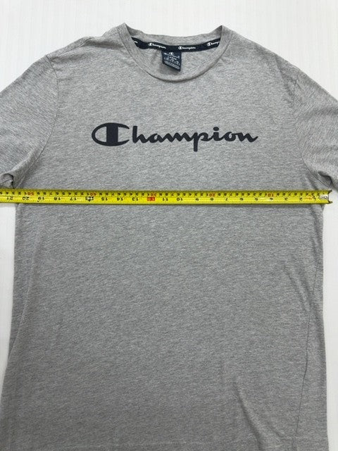 Champion Men's Light Gray Heather Script Logo T-Shirt Large