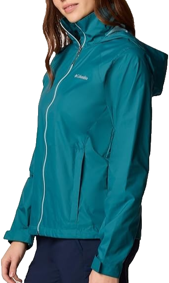 Columbia Women's Teal Waterproof Hooded Rain Jacket Long Length Size XL