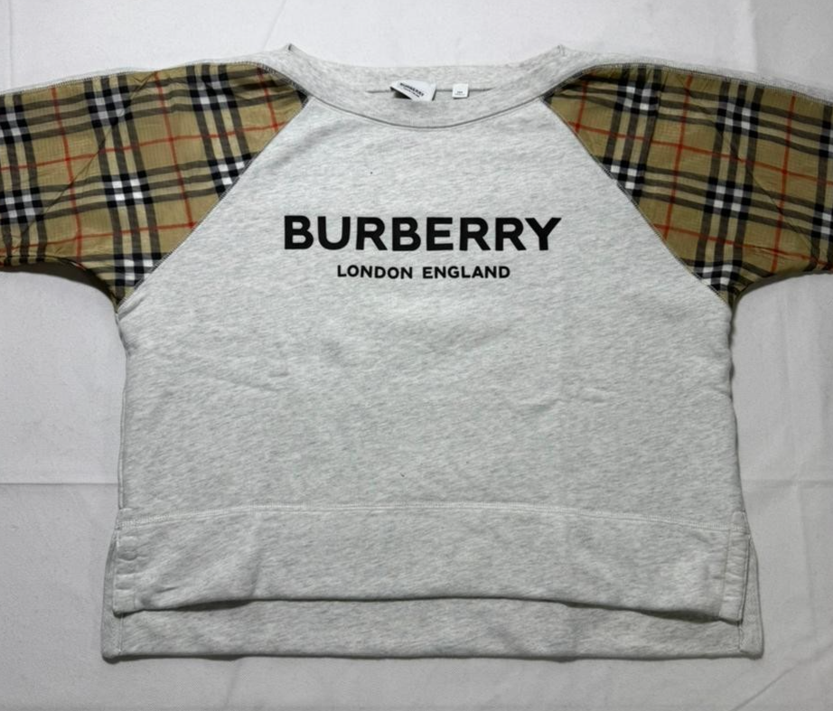 Burberry London Grey Sweatshirt Nova Check Sleeve Panel |12Y| 152Cm
