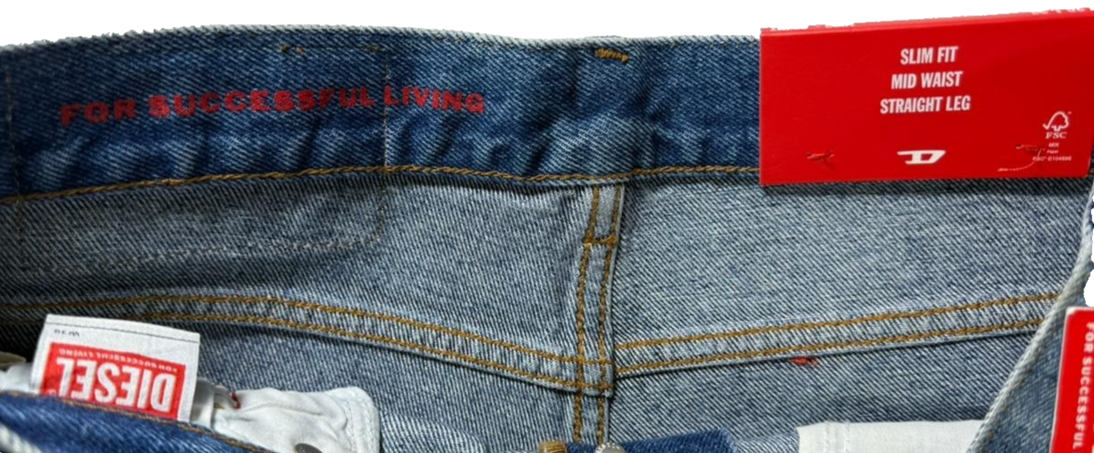 Diesel Industry Men's Slim Fit Mid Waist Straight Leg Blue Jeans Size 30 NWT