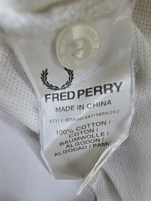 Fred Perry Men White Logo Polo Size S Regular Fit Pique Classic
