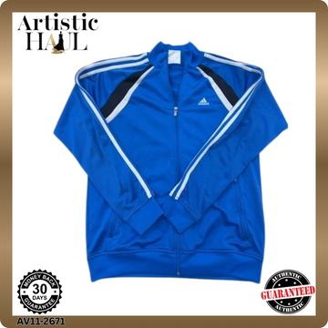 Adidas Men's Blue Striped Track Jacket Long Sleeve XL Polyester