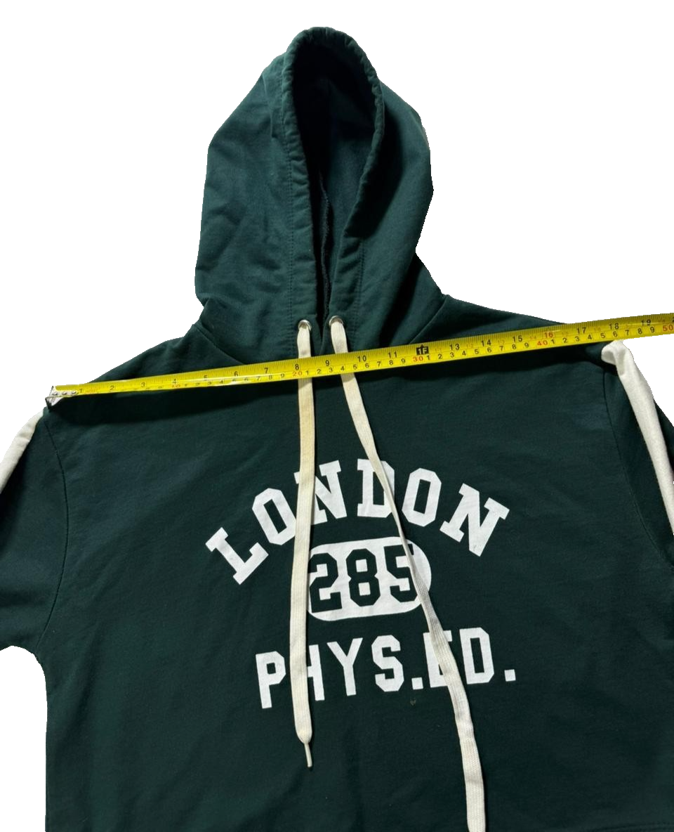 Vintage Style London 289 Phys. Ed. Green Cropped Hoodie Sweatshirt Women's