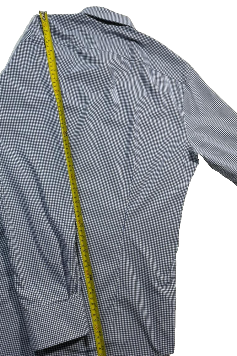 Tommy Hilfiger Men's Blue White Check Dress Shirt Easy Care Size 39