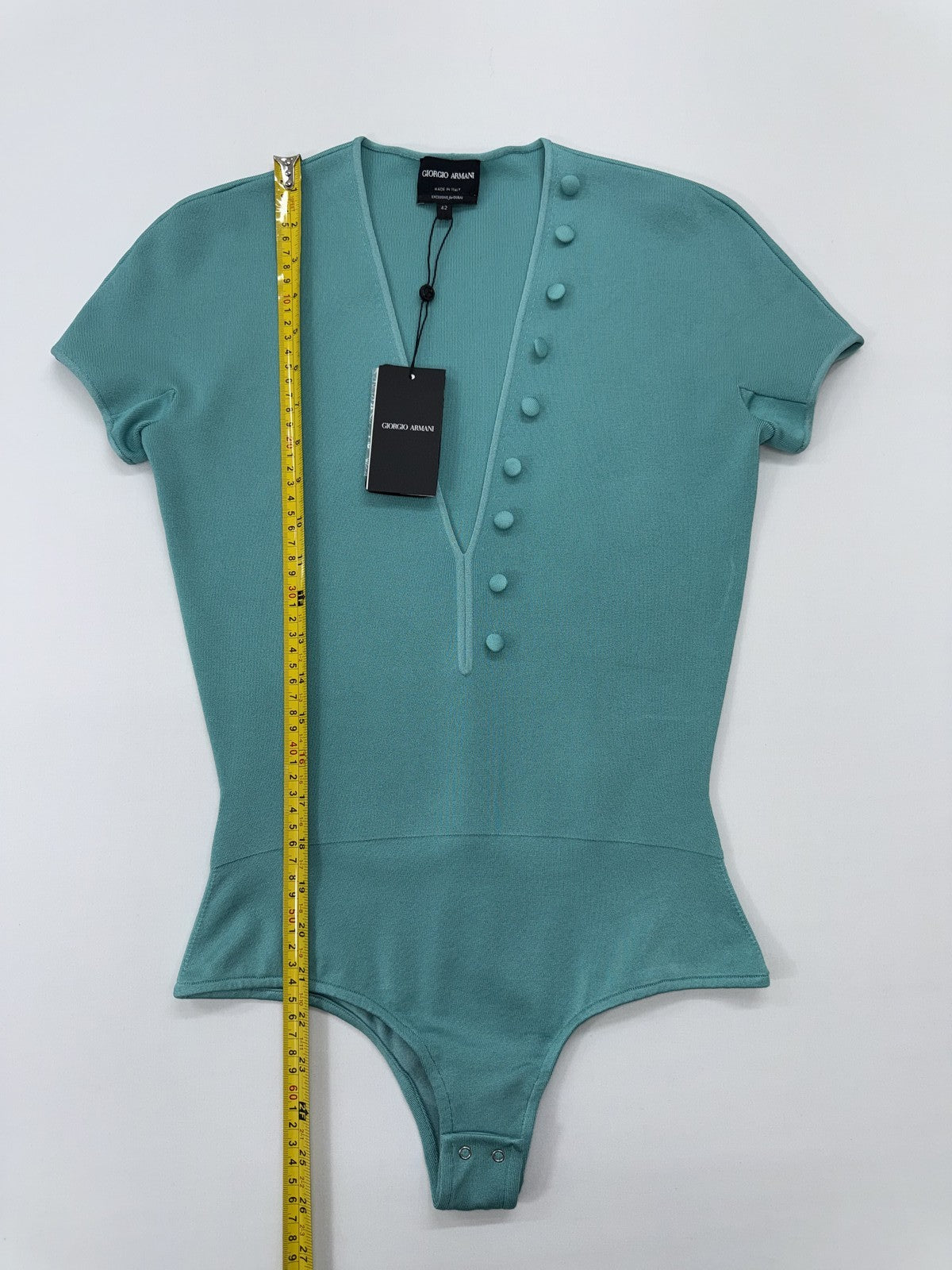 Giorgio Armani Women’s Teal Ribbed Bodysuit EU 42