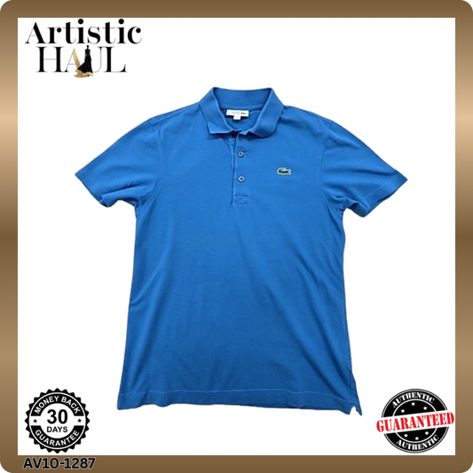 Lacoste Men's Blue Polo Shirt – Size S, Short Sleeve, Cotton