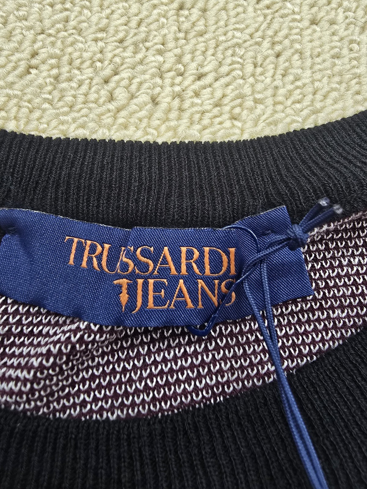 Trussardi Jeans Unisex Purple Cotton Crewneck Sweater S Italy Long Sleeve