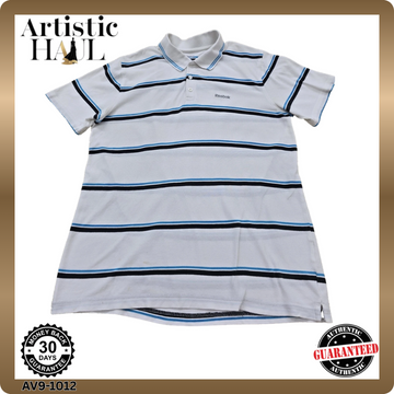 Reebok Vector Striped White Men's Short Sleeve Training Polo Shirt