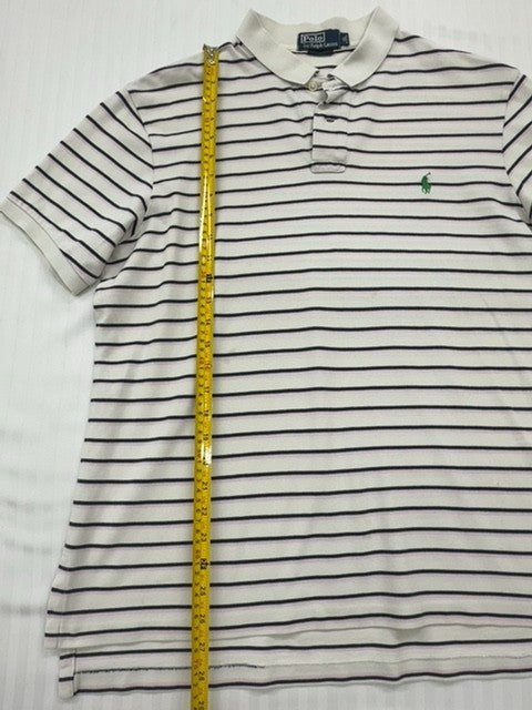 Polo Ralph Lauren Men's White Navy Striped Polo Classic Fit