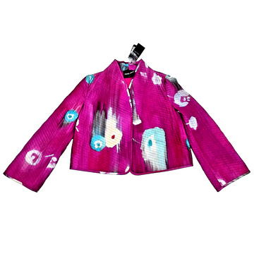 Giorgio Armani Fuchsia Printed Quilted Silk Jacket Floral Print 44 BNWT