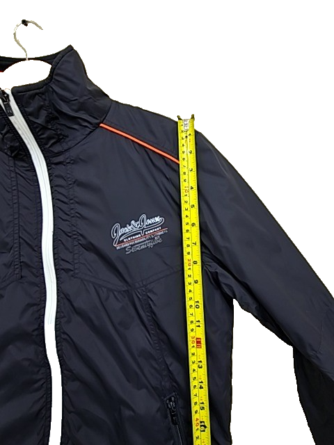 Jack & Jones Navy Bomber Jacket M Nylon Orange Piping Strength First
