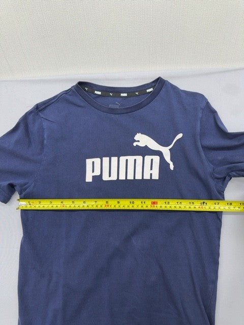 Puma Men's Navy Cotton Crew Neck Short Sleeve Tee - Size S
