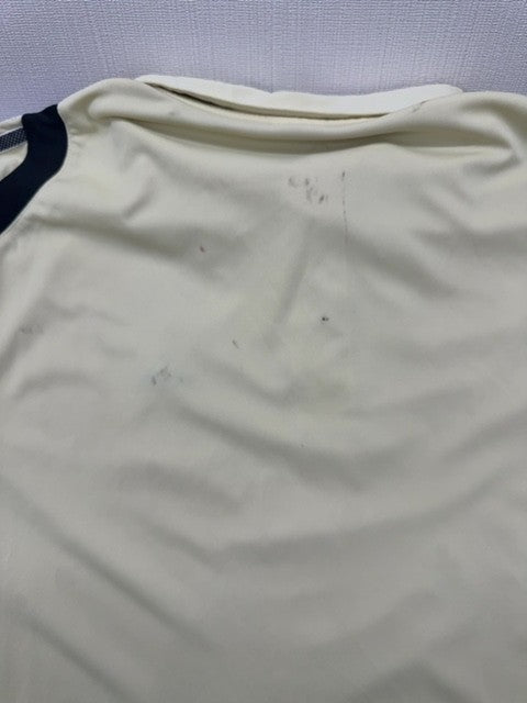 Adidas Men's XL Cream Striped Short Sleeve Polo Shirt