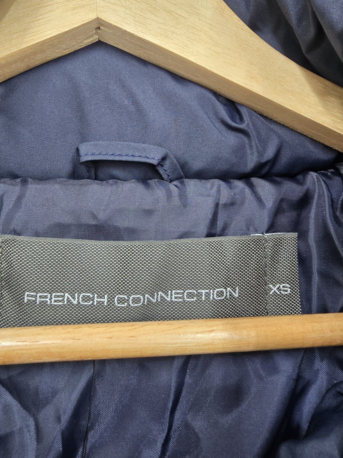 French Connection Navy Quilted Puffer Coat XS Long Winter Women