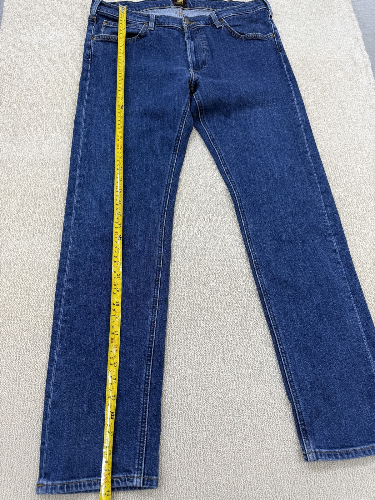 Lee Men's Slim Straight Blue Jeans W36 L32 Stretch Zip Fly