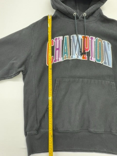 Champion Boys Charcoal Pullover Hoodie Size L Reverse Weave Fleece Graphic